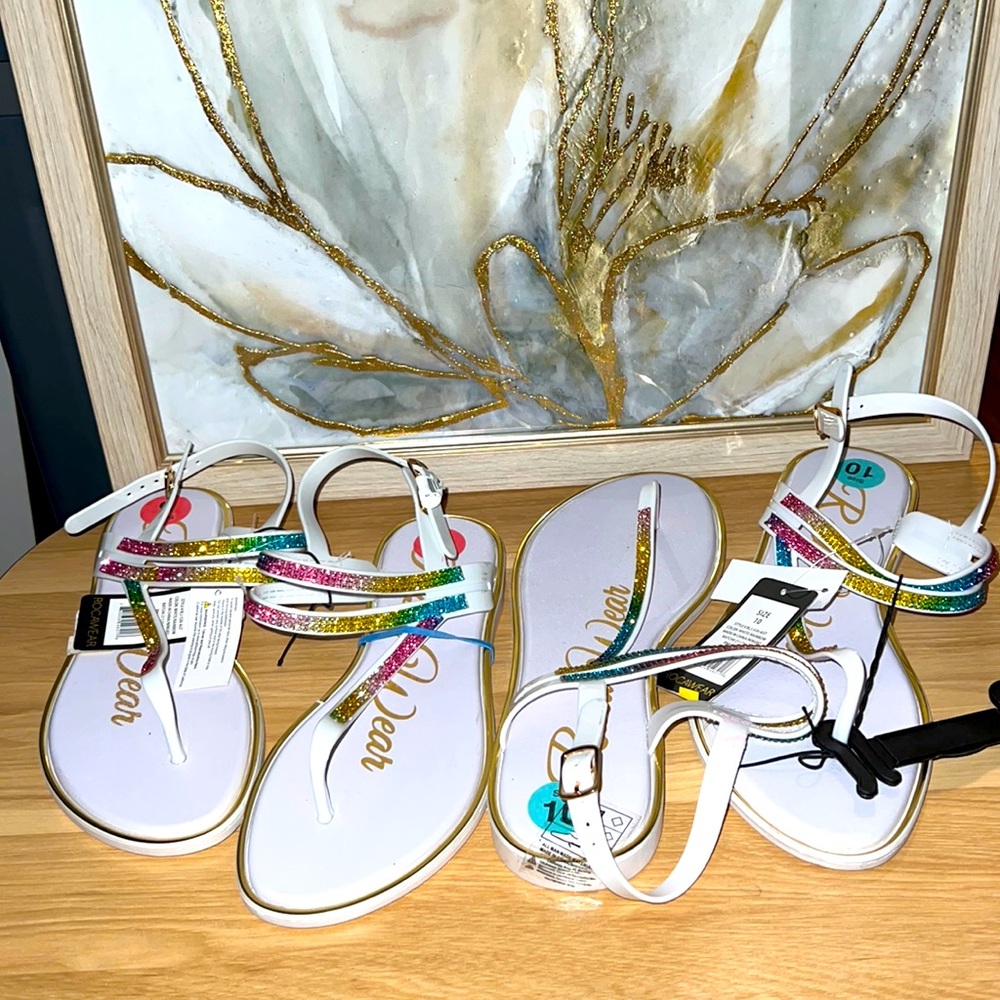 127. RocaWear Rhinestone Jelly Thong Sandals